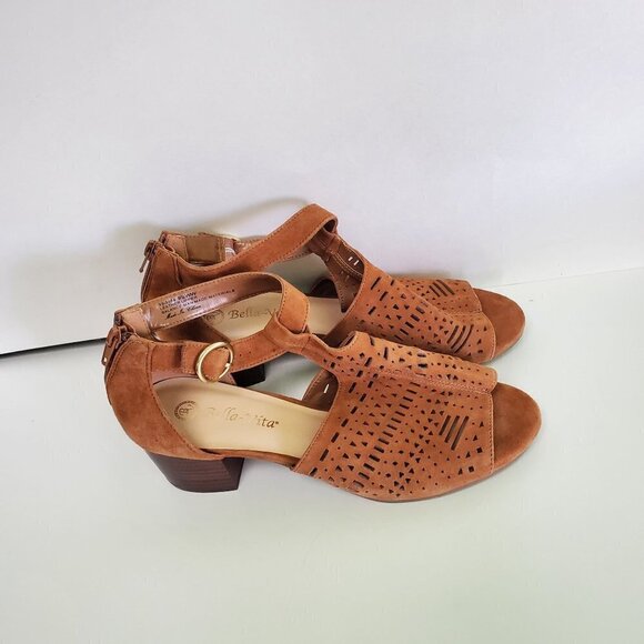 Bella Vita Finn Perforated Suede Peep Toe Sandal Size 9.5WW - Picture 5 of 12